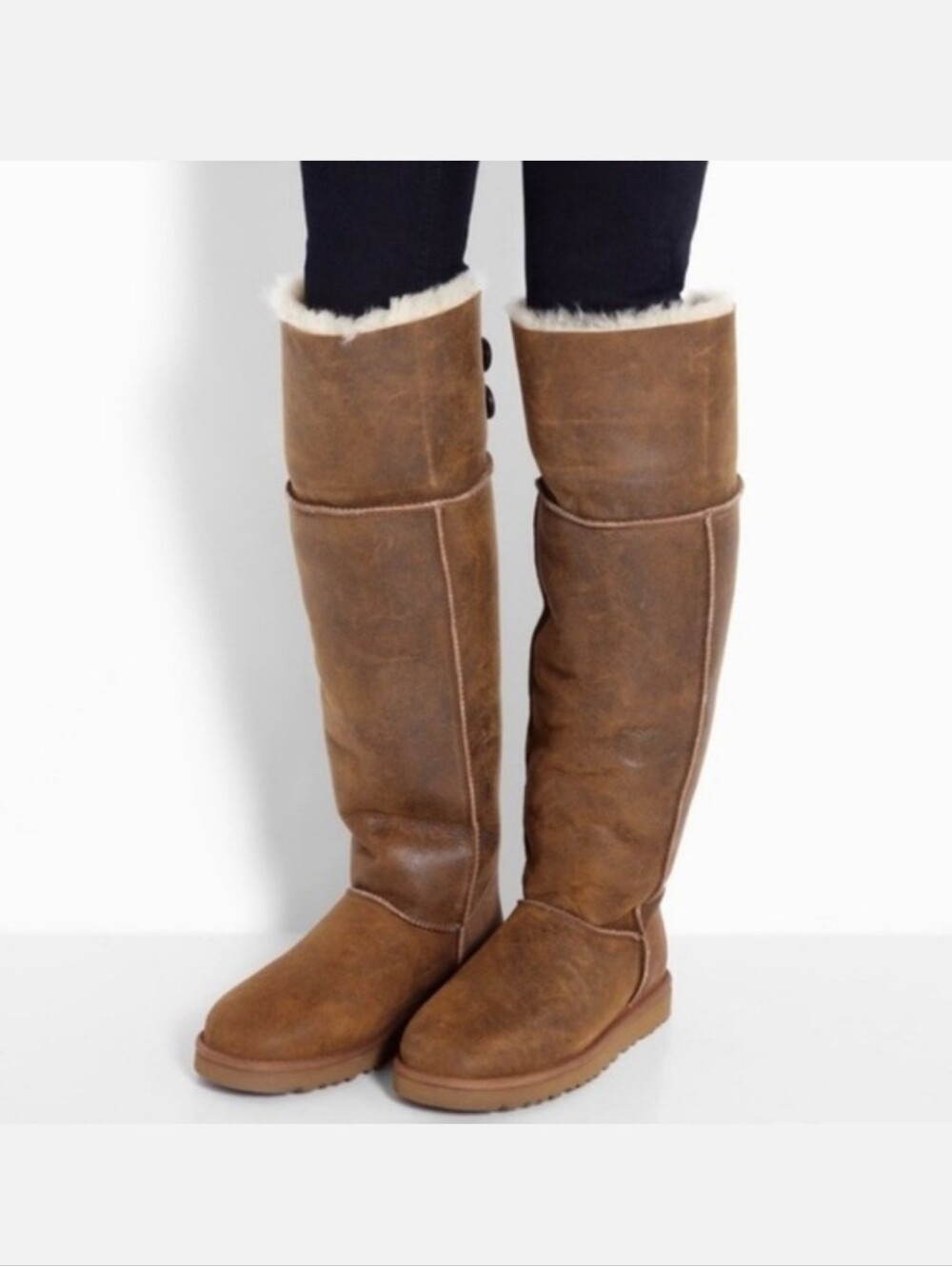 UGG Over The Knee Bailey Button Boot Chestnut Size 8